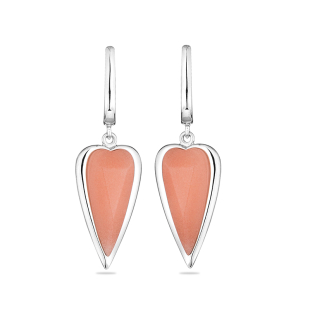 Silver Earrings with heart shape pink coral GL1658E Swan