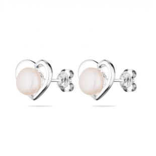 Silver Earrings with natural white pearls SE0364W Swan