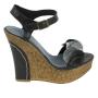 Women's leather wedge sandals with front detail 13006flowers