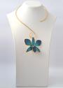 Necklace With Real Orchid In Blue And Turquoise Hues Dannyra Jewels