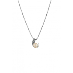 Silver necklace with freshwater white pearl and zirconium CAA020N Swan