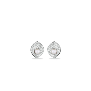 Silver Earrings with natural pearls and zircon RT083EW Swan