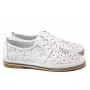 Women's shoes made of genuine leather with perforation in white with anatomical insole 21174