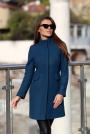 Women's fitted coat with high collar in petrol color 12308-405R