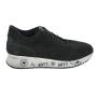 Men's black suede leather trainers with black and white soles