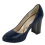 Women's elegant blue suede printed leather shoes