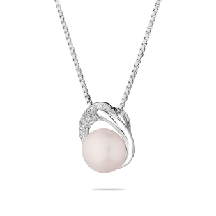 Silver heart pendant necklace with natural white pearl SP0029W Swan