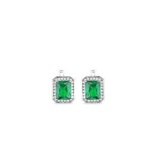 Silver еarrings with emerald and zircon EM791E Swan