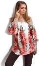 Women's flowers print satin top with nude shoulders Avangard