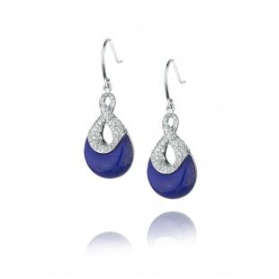 Silver earrings with drop shape Lapis with zircons LAPIS Swan