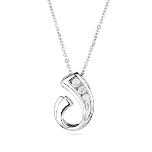 Silver necklace with zircons END041N Swan