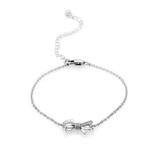 Silver bracelate ribbon with zircons JT8301B Swan