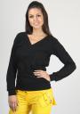 Bluza neagra din tricot cu decolteu in forma de V Basic Line