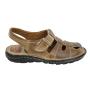 Men's light brown leather sandals with anatomic heels