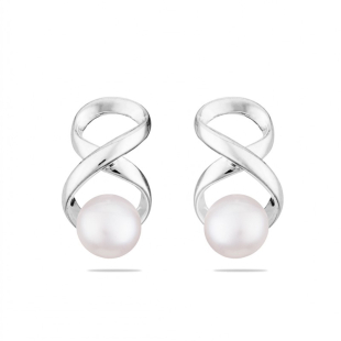 Silver Earrings with natural white pearls IE0317W Swan