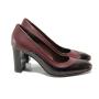 Elegant women's high-heeled shoes made of natural smooth leather and burgundy lacquer 21191