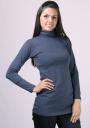 Bluza cu guler rulat de culoare gri inchis, din bumbac Basic Line 