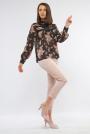 Ladies sheer black blouse flowers 8210-1