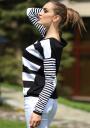 Long sleeve striped ladies top in black and white