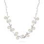 Silver necklace with freshwater white pearls and zirconium petals CAA003 Swan