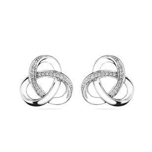 Silver Earrings with zircons END483E Swan