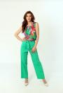 Women's sporty elegant trousers in a cropped cut with a belt 62309-500