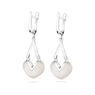 Silver Earrings with white mother of pearl GL1681E Swan