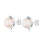 Silver earrings hearts shape with freshwater white pearls and zirconium stones SE0019W Swan