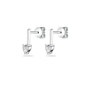 Silver Earrings гhearts with zircons JT5847E Swan