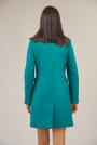 Women's straight coat with pockets in emerald color 12208-508