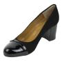 Women's black suede leather shoes with patent leather bowlers