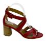 Women's red leather sandals with crossed straps 33730