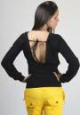 Black Blouse with V Shaped Back Basic Line