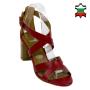 Women's red leather sandals with crossed straps 33730