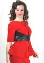 Red elegant blazer with elastic leather high waist and lace details RUMENA