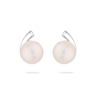 Silver earrings with freshwater white pearls SE0002AW Swan