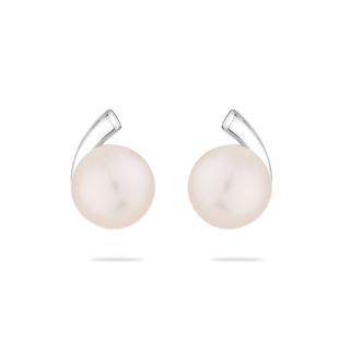 Silver earrings with freshwater white pearls SE0002AW Swan