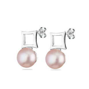 Silver earrings with freshwater pink pearls CA5108R Swan