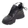 Women's high sports black sneakers made of genuine leather 3003BLACK