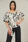 Women's elegant off shoulder blouse in ecru and black 82215-483