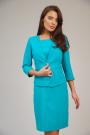 Women's suit of jacket and linen dress in turquoise color 23223-71909