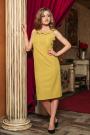 Formal dress in mustard color with decorating the neckline Avangard