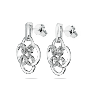 Silver Earrings with zircons JT7709E Swan