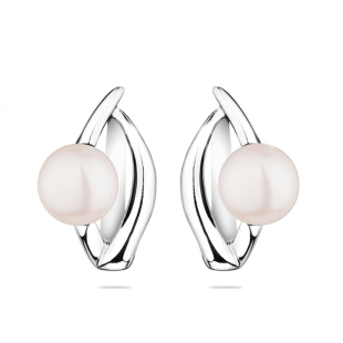 Silver Earrings with natural white pearls CAA093EW Swan