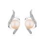 Silver Earrings with natural pink pearls SE0022P  Swan