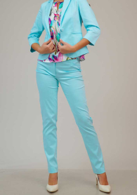 Women's light blue cotton trousers 62113-401