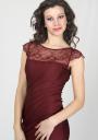 Rochie în nuanţă bordo cu dantelă fină 22554 RUMENA