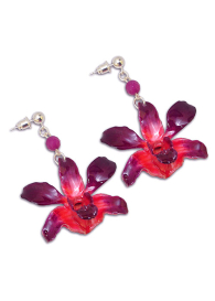 Обици с цвят на орхидея Red orchid Dannyra Jewels 