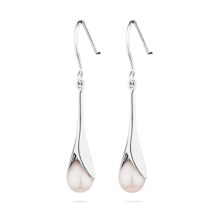 Silver Earrings with natural white pearls IE0342W Swan