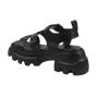 Black women's genuine leather sandals on a high platform with a grip FESTA06